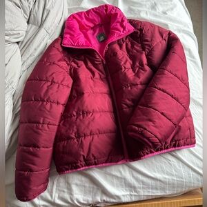 Wild fable maroon puffer jacket with pink detailing